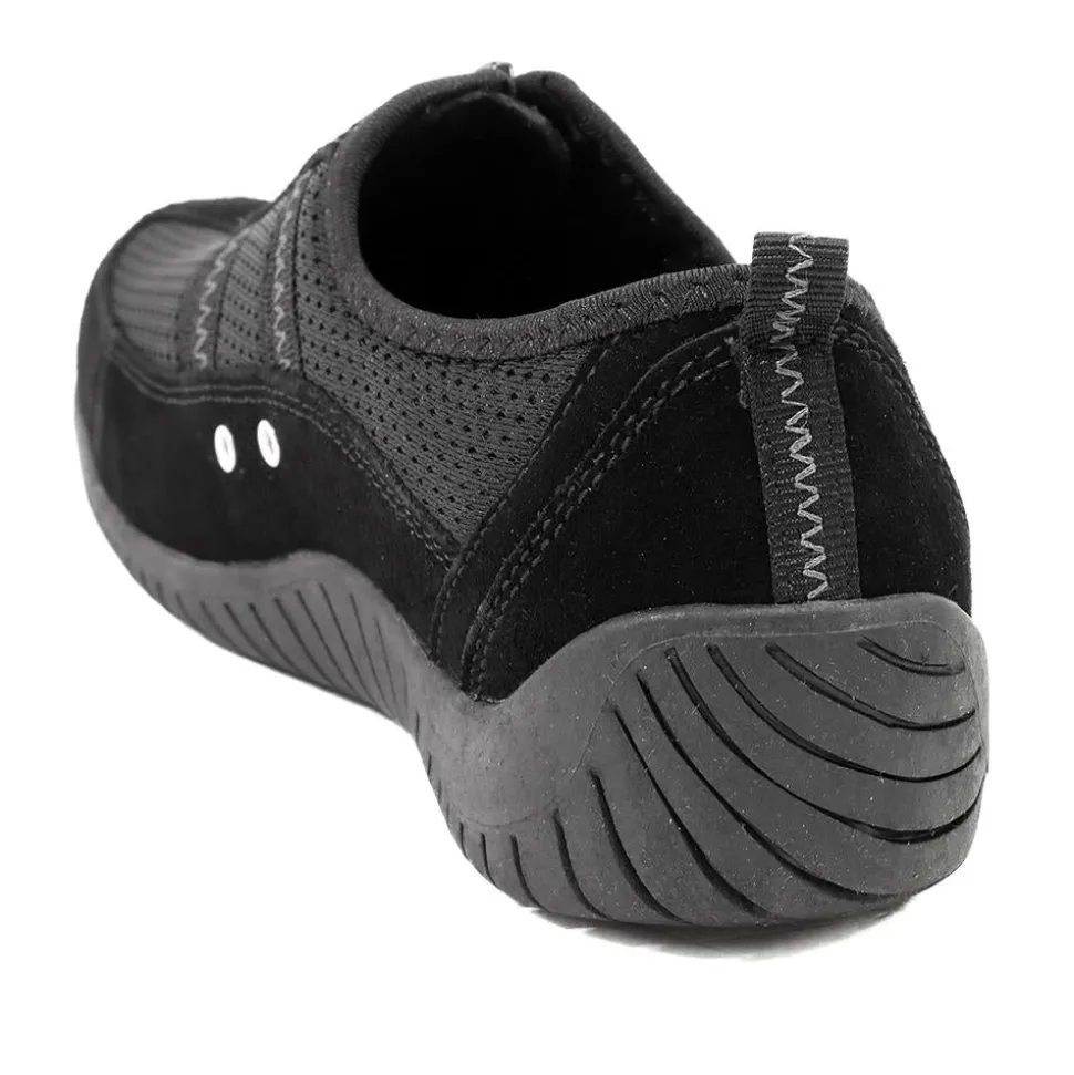 Memory Foam Leather Slip On Trainers - Black