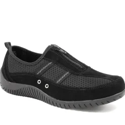 Memory Foam Leather Slip On Trainers - Black