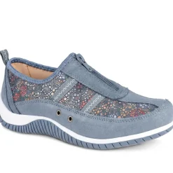 Memory Foam Leather Slip On Trainers - Blue