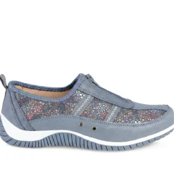 Memory Foam Leather Slip On Trainers - Blue