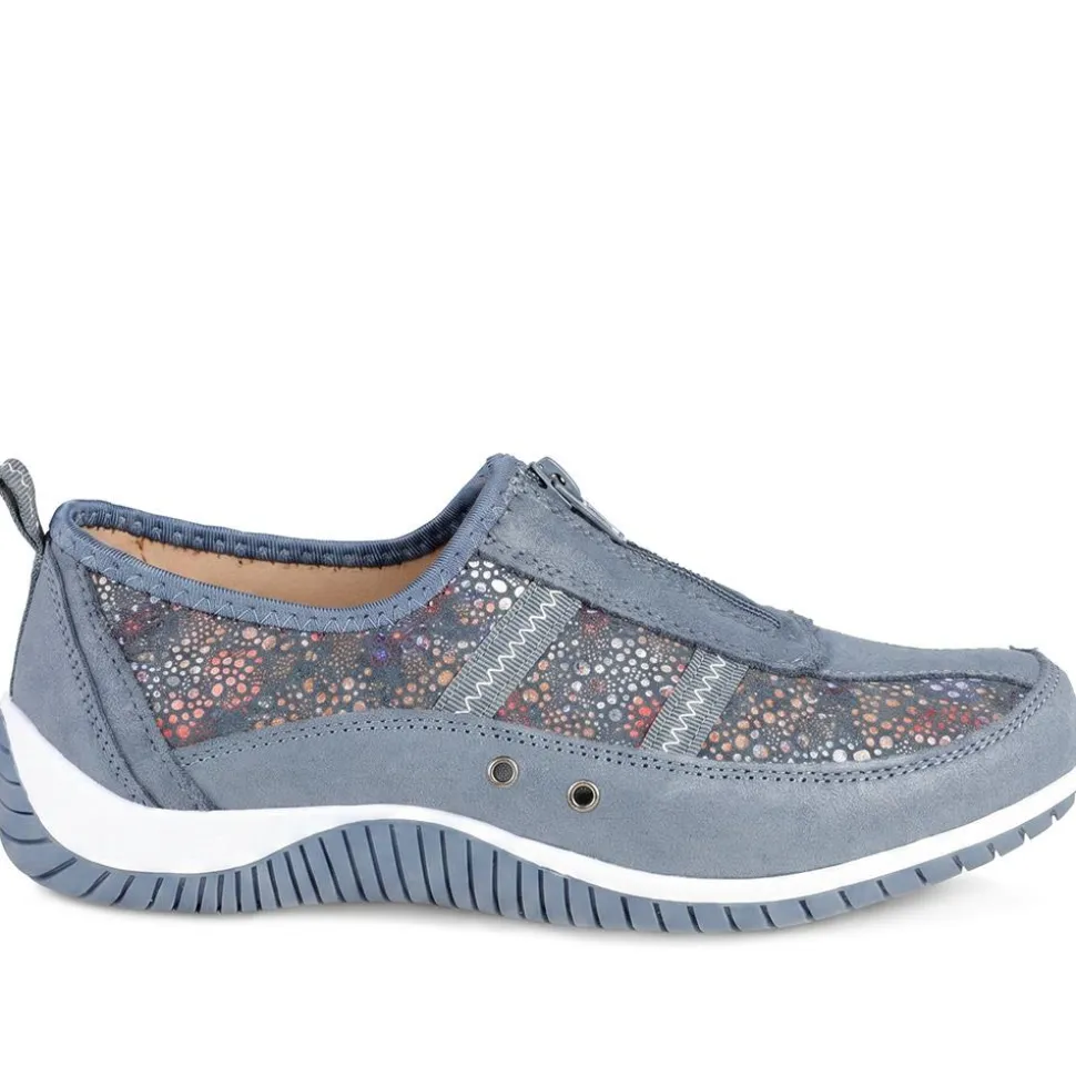 Memory Foam Leather Slip On Trainers - Blue