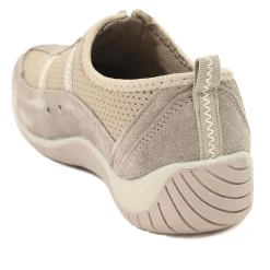Memory Foam Leather Slip On Trainers - Taupe