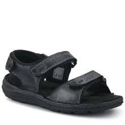 Men's Leather Adjustable Sandals - Black