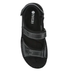 Men's Leather Adjustable Sandals - Black