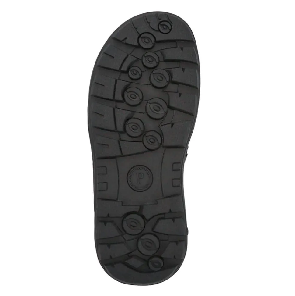 Men's Leather Adjustable Sandals - Black