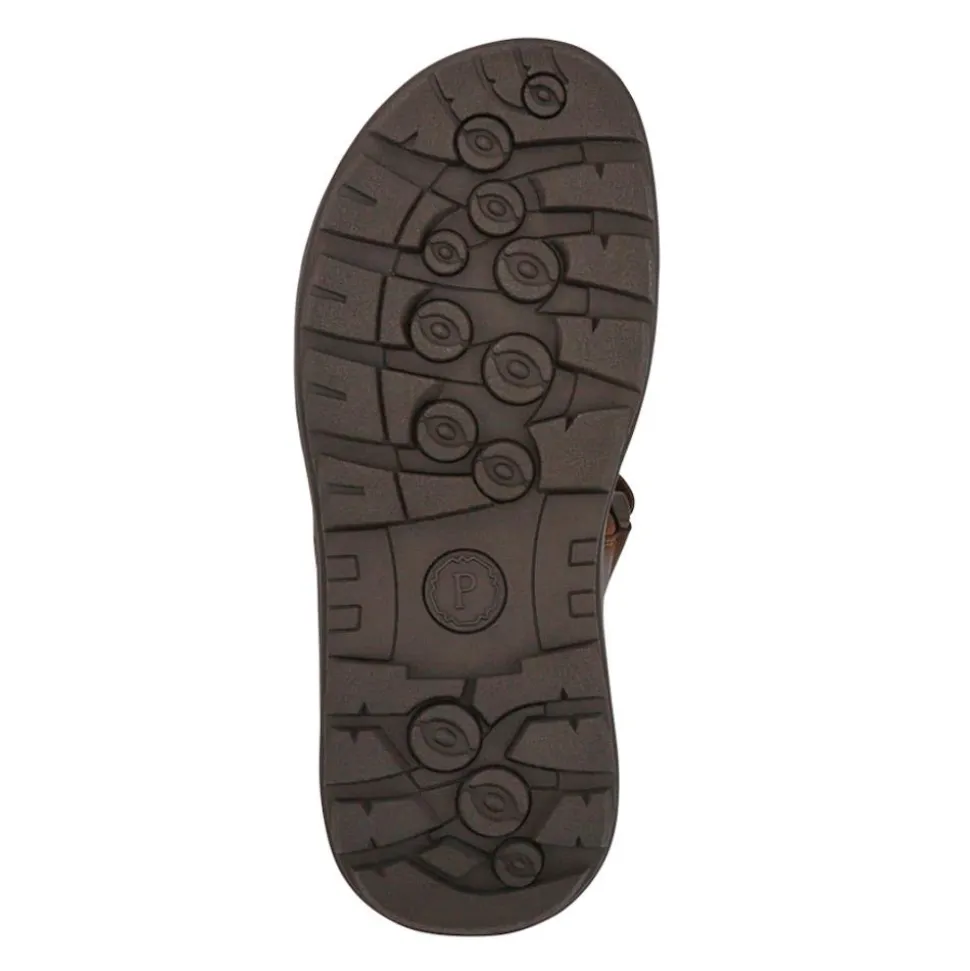 Men's Leather Adjustable Sandals - Brown