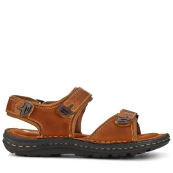 Men's Leather Adjustable Sandals - Tan