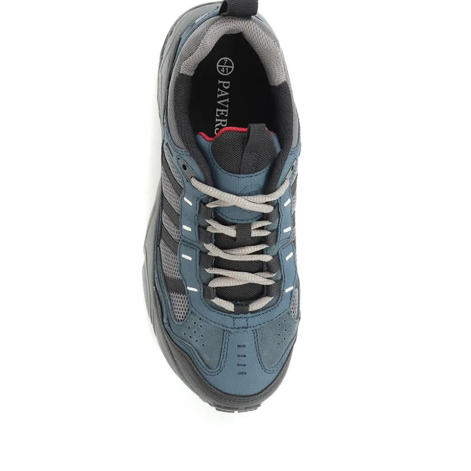 Men's Leather Lace-Up Walking Shoes - Navy