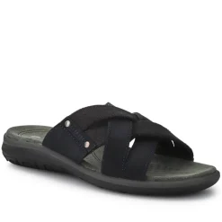 Men's Leather Mules - Navy