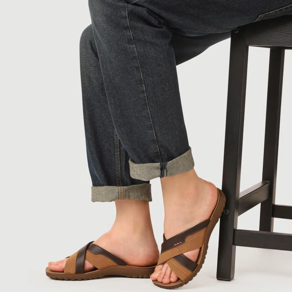 Men's Strappy Slides - Brown