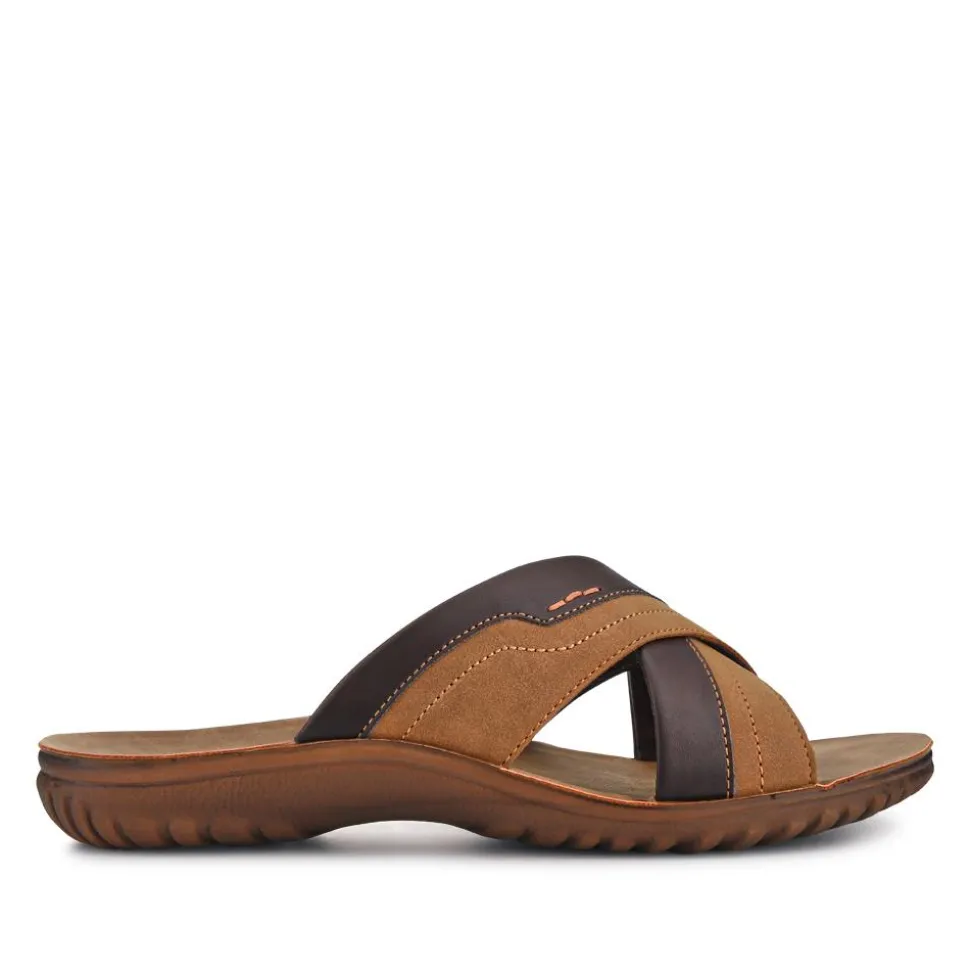 Men's Strappy Slides - Brown