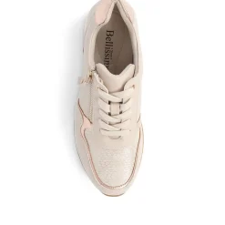 Metallic Accent Wedge Trainers - Beige