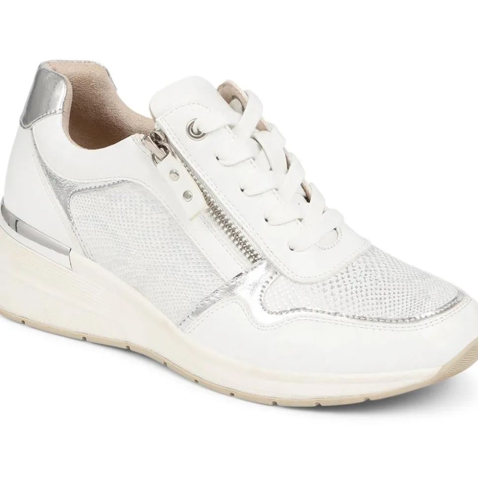 Metallic Accent Wedge Trainers - White