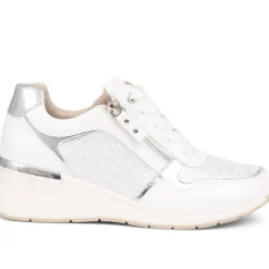 Metallic Accent Wedge Trainers - White