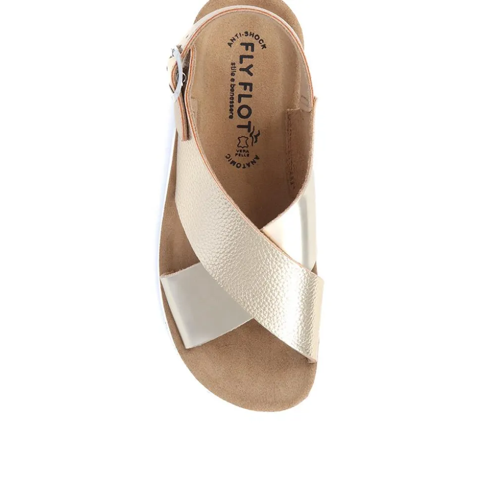 Metallic Cross Strap Sandals - Gold