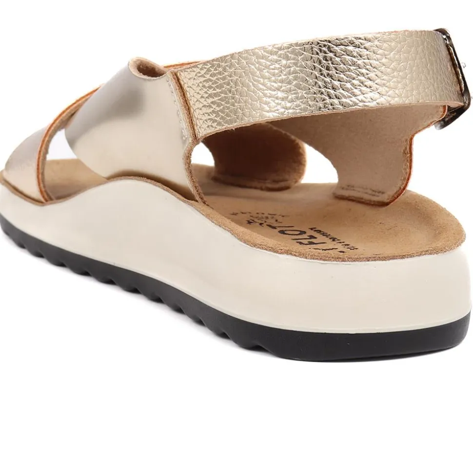 Metallic Cross Strap Sandals - Gold