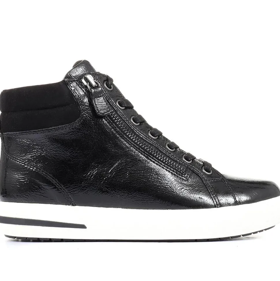 Metallic High Top Trainers - Black
