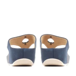 Metallic Toe Post Sandals - Navy