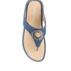 Metallic Toe Post Sandals - Navy