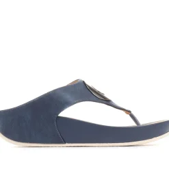 Metallic Toe Post Sandals - Navy