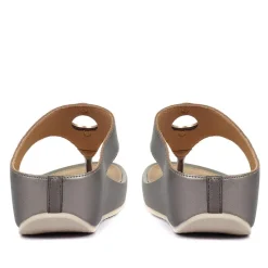 Metallic Toe Post Sandals - Pewter