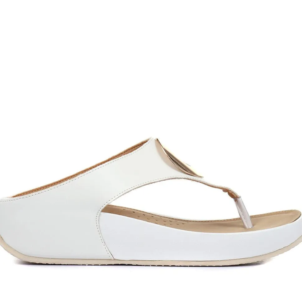 Metallic Toe Post Sandals - White