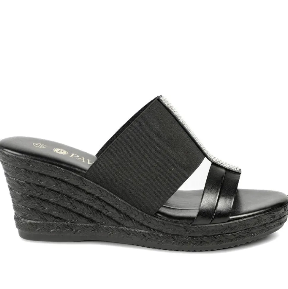 Metallic Wedge Espadrilles - Black