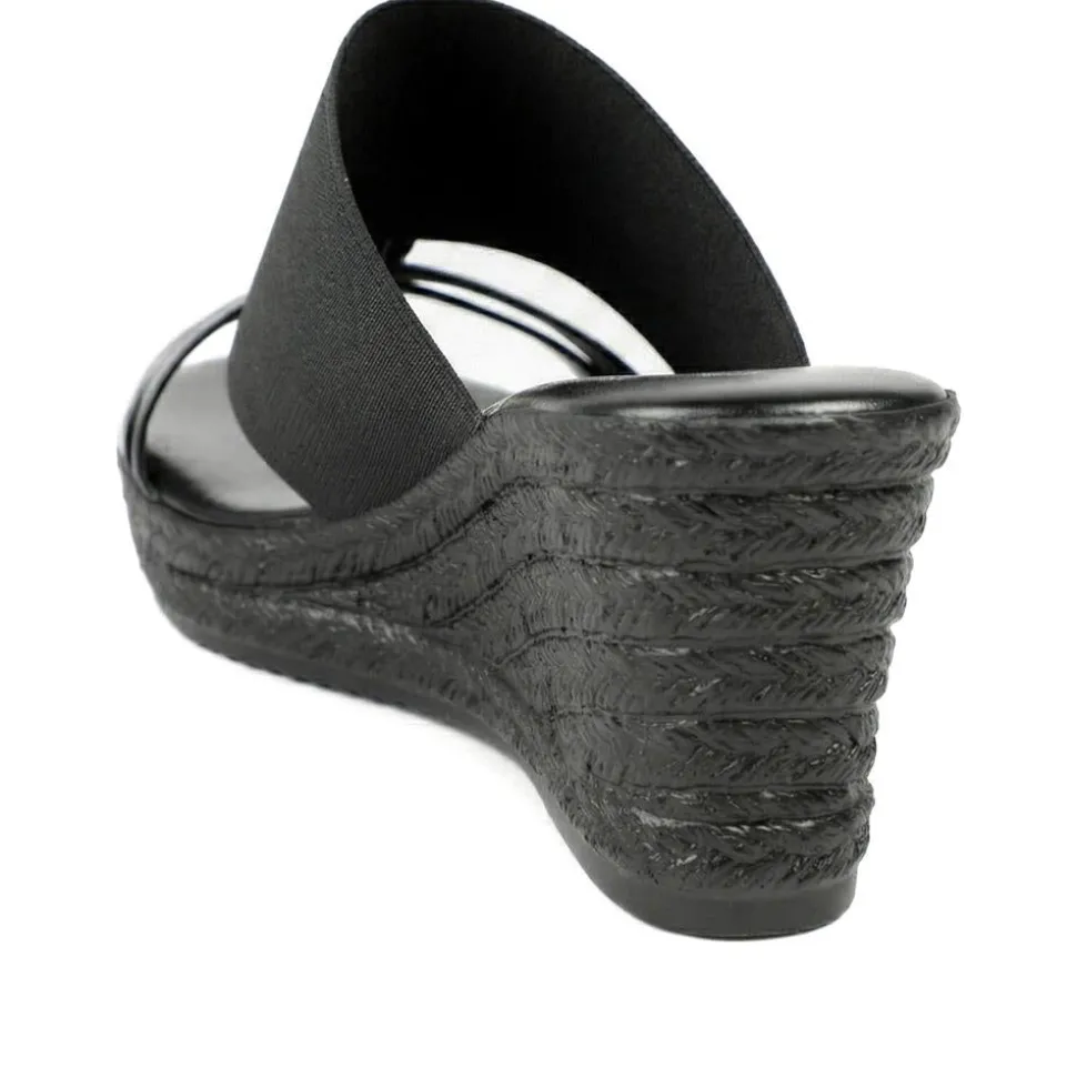 Metallic Wedge Espadrilles - Black