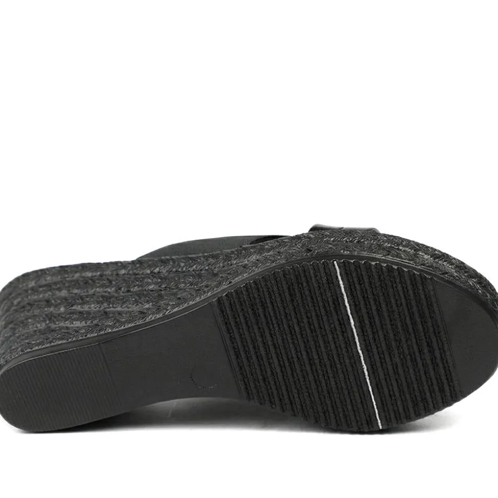Metallic Wedge Espadrilles - Black