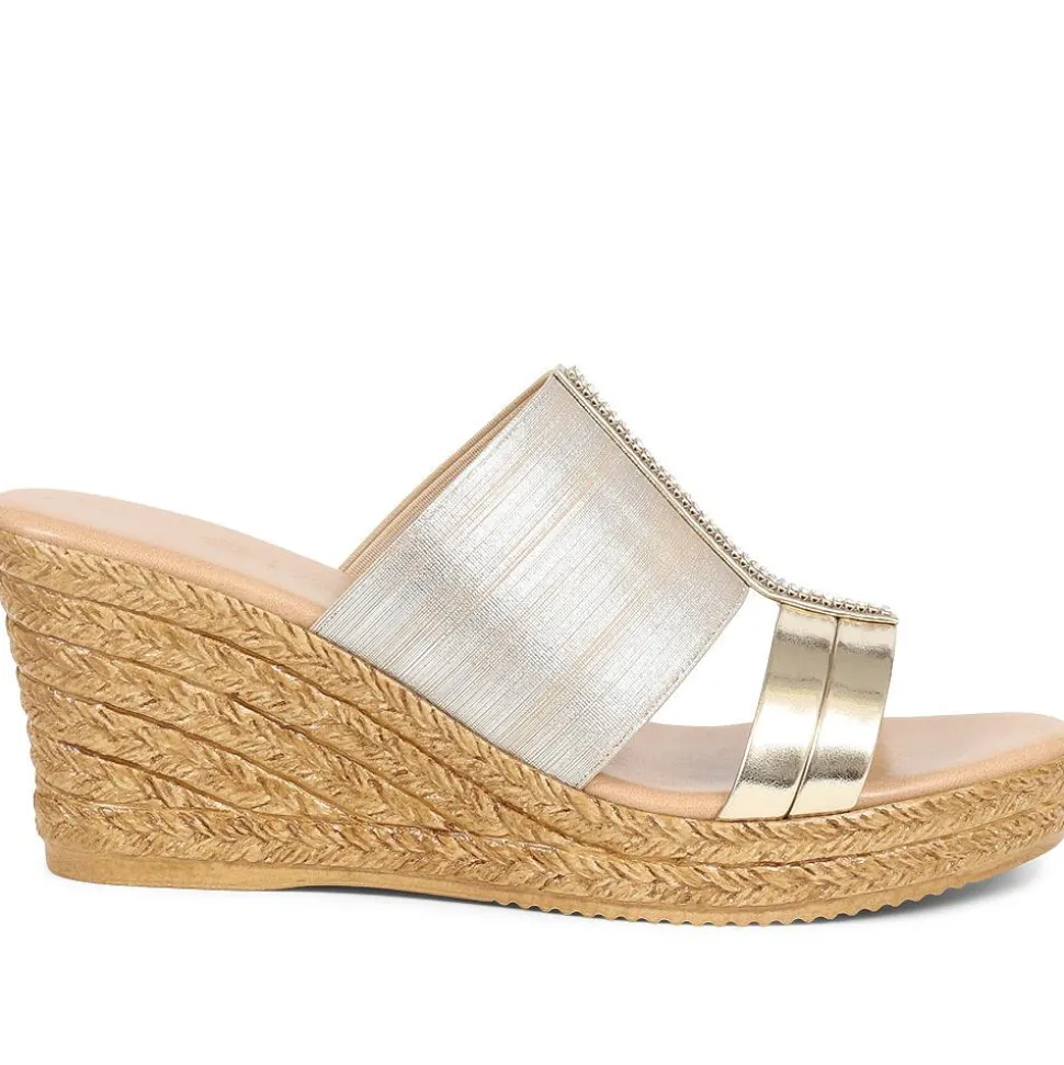 Metallic Wedge Espadrilles - Gold