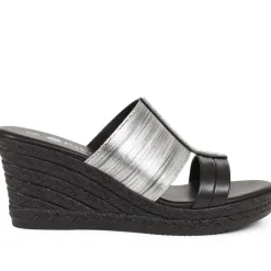 Metallic Wedge Espadrilles - Pewter
