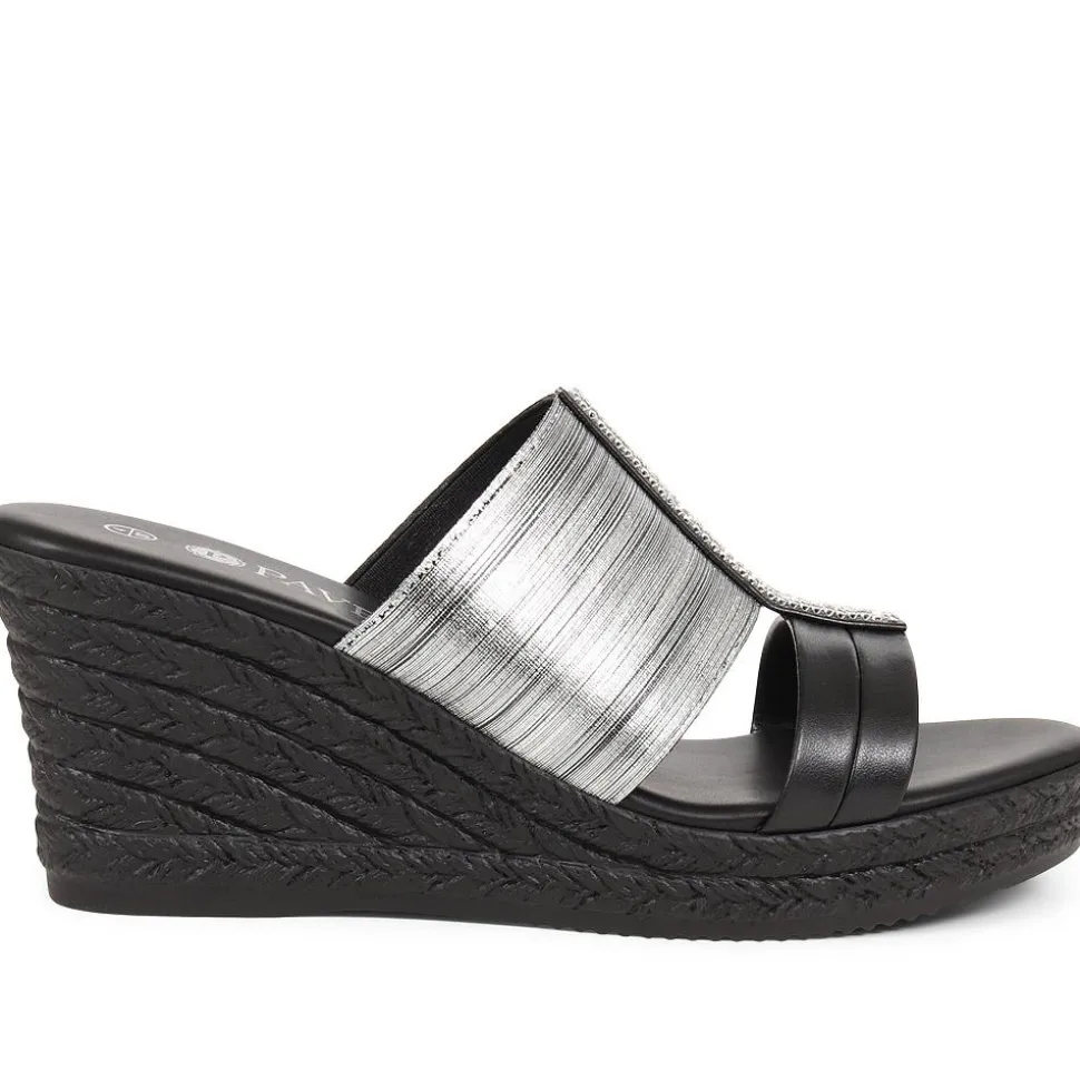 Metallic Wedge Espadrilles - Pewter