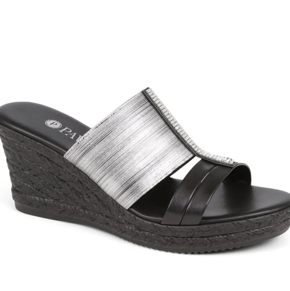 Metallic Wedge Espadrilles - Pewter