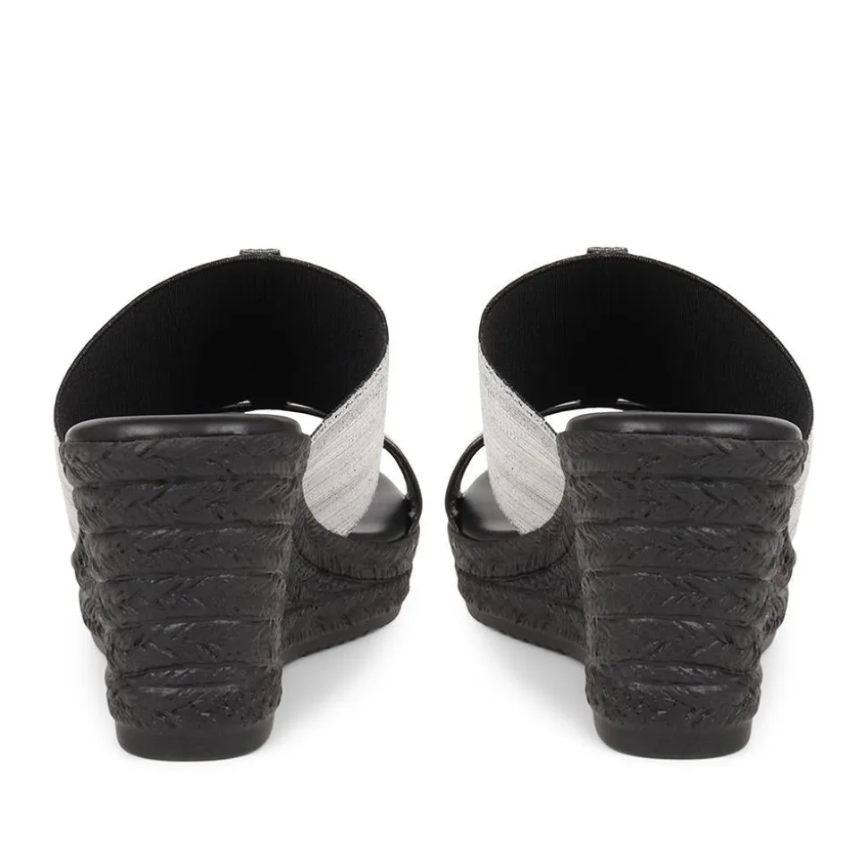 Metallic Wedge Espadrilles - Pewter