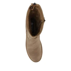 Mid Calf Wedged Slouch Boots - Beige