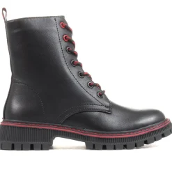 Military-Style Ankle Boots - Black