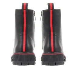 Military-Style Ankle Boots - Black