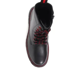 Military-Style Ankle Boots - Black