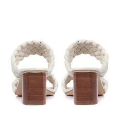 Monte Carlo Block Heeled Mules - Cream