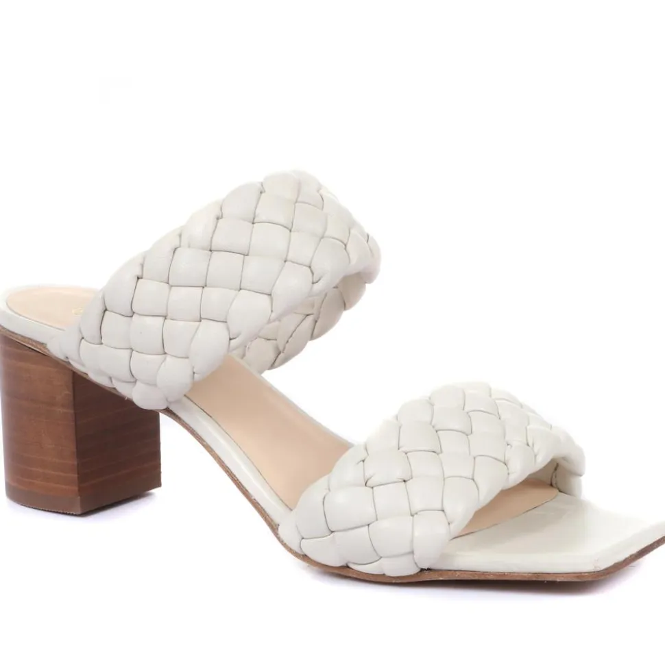 Monte Carlo Block Heeled Mules - Cream