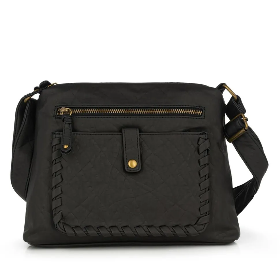Multi-Pocket Crossbody Bag - Black