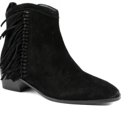 Naimh Tassel Leather Ankle Boots - Black Suede