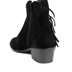 Naimh Tassel Leather Ankle Boots - Black Suede