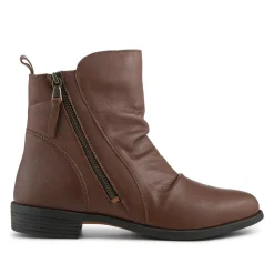 Nectar2 Leather Slouch Ankle Boots - Dark Tan