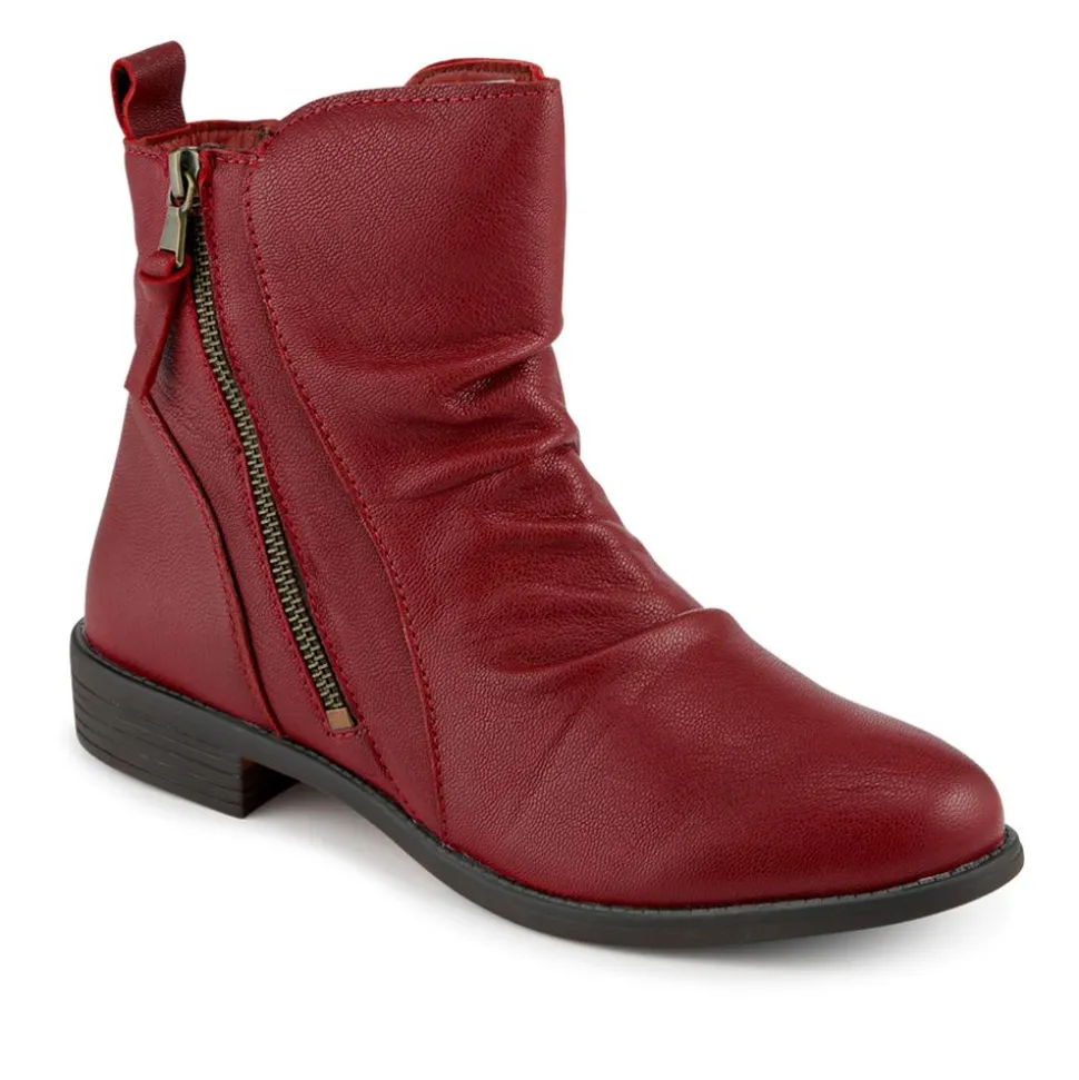 Nectar2 Leather Slouch Ankle Boots - Red