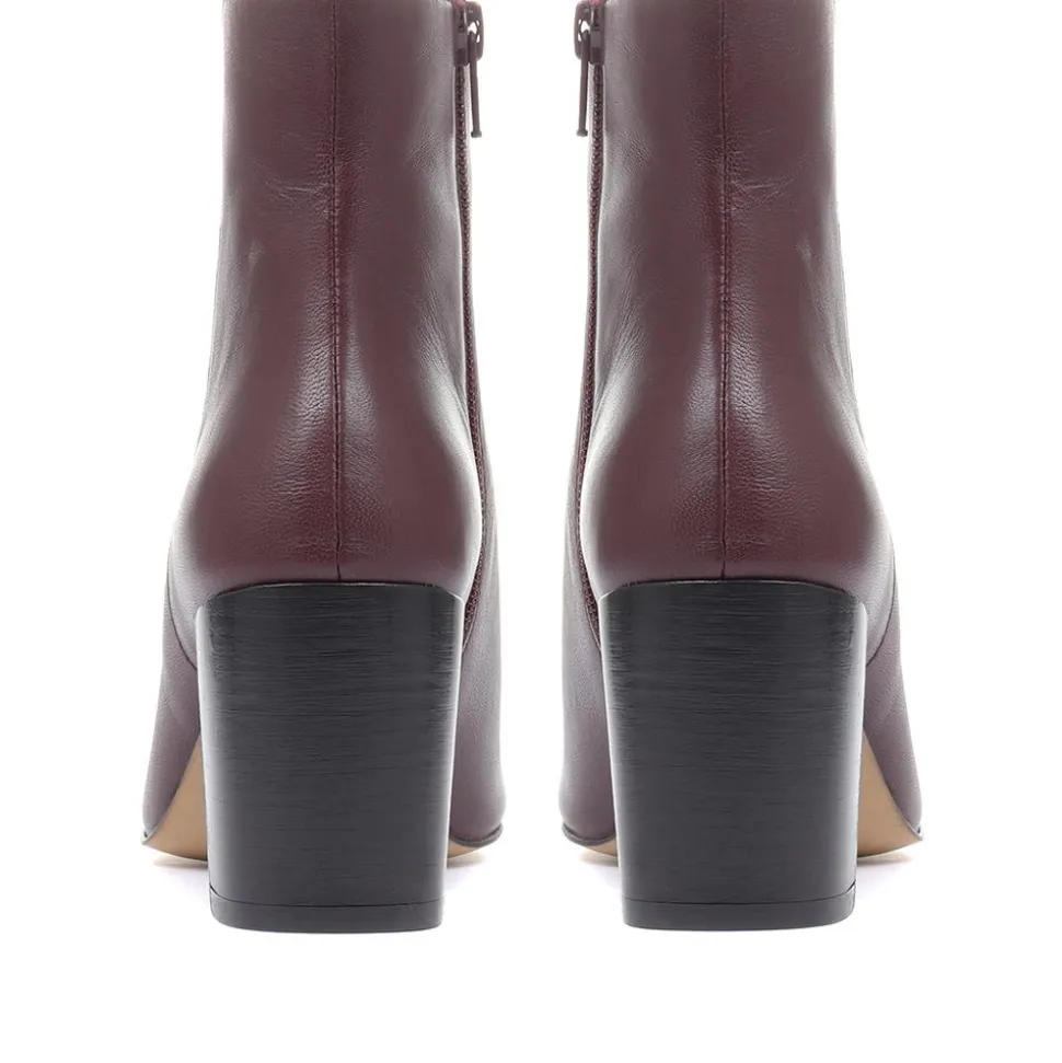Neptune Heeled Ankle Boots - Burgundy