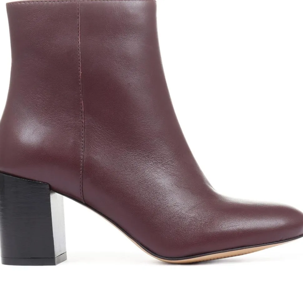 Neptune Heeled Ankle Boots - Burgundy