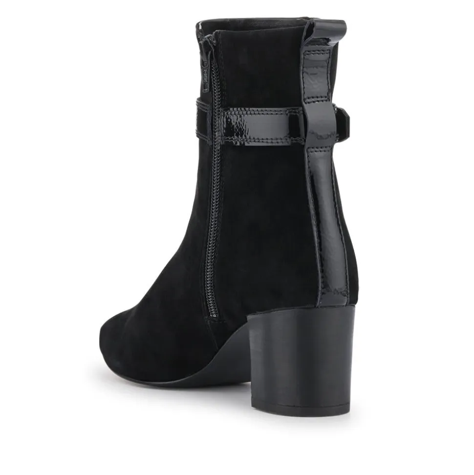 Nia Leather Buckle-Fasten Boots - Black Suede