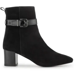 Nia Leather Buckle-Fasten Boots - Black Suede