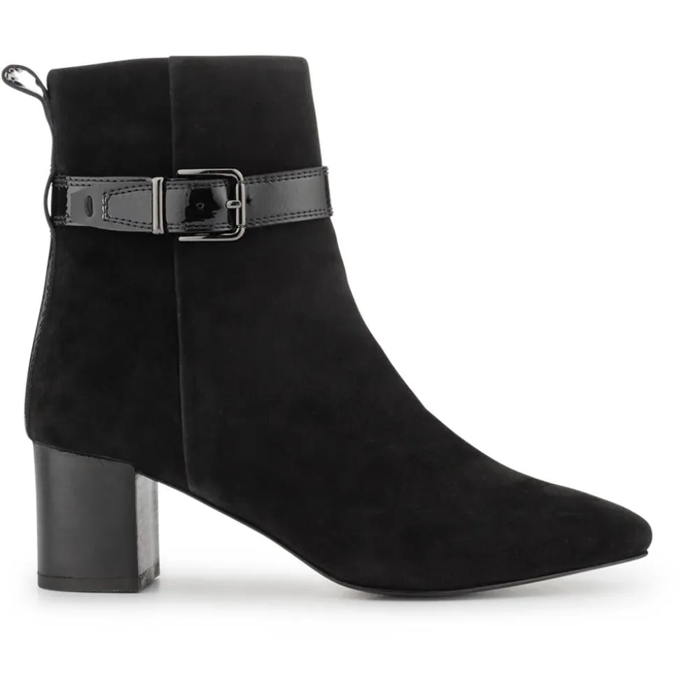 Nia Leather Buckle-Fasten Boots - Black Suede